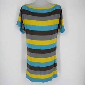 Missoni Signature Striped Knit Mini Dress Sheer Shredded Back US 8 Festival Club